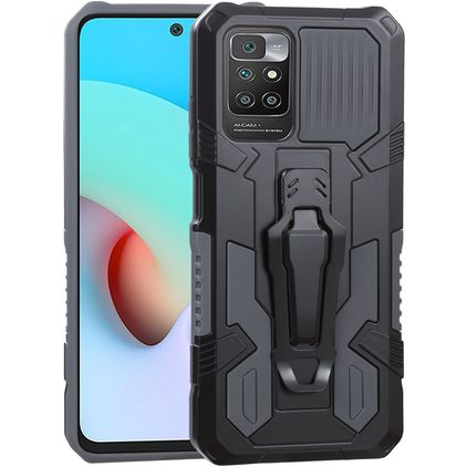 Mobigear Armor Stand Xiaomi Redmi 10 4G Hülle Hardcase Backcover Stoßfest mit Ständer - Grau