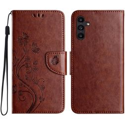 Mobigear Flowers Samsung Galaxy A56 Hülle Klapphülle Geldbörse - Braun