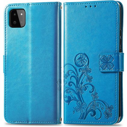 Mobigear Clover Samsung Galaxy A22 4G Hülle Klapphülle Geldbörse - Blau