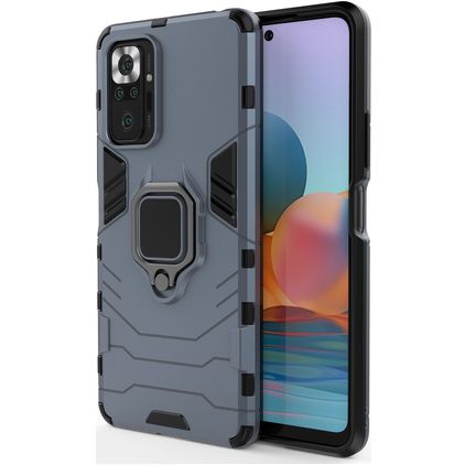 Mobigear Armor Ring Xiaomi Redmi Note 10 Pro Hülle Hardcase Backcover Stoßfest mit Ringhalter - Blau