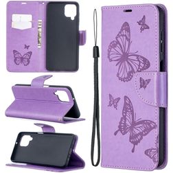 Mobigear Butterfly Samsung Galaxy A12 Klapphülle Portemonnaie - Lila
