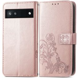 Mobigear Clover Google Pixel 6a Hülle Klapphülle Geldbörse - Roségold