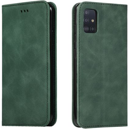 Mobigear Retro Slim Samsung Galaxy A71 Hülle Klapphülle Geldbörse - Grün