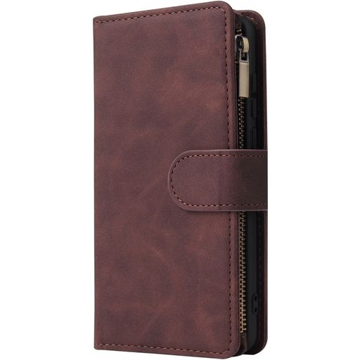 Mobigear Zipper Huawei P40 Hülle Klapphülle Geldbörse - Braun