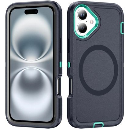 Mobigear Rugged Mag iPhone 16 Plus MagSafe Hülle Hardcase Backcover Stoßfest - Dunkelblau