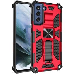 Mobigear Armor Stand Samsung Galaxy S21 FE Hülle Hardcase Backcover Stoßfest mit Ständer - Rot