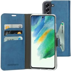 Mobiparts Classic Wallet Samsung Galaxy S21 FE Hülle Klapphülle Geldbörse - Steel Blue
