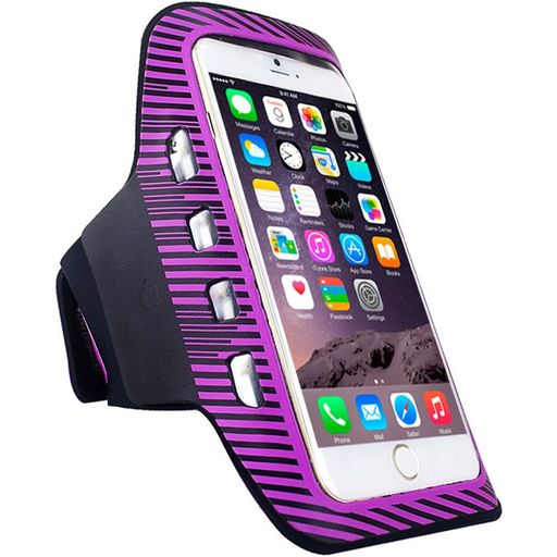 Mobigear LED Handyhalterung Joggen iPhone 6s Plus Sporthülle Neopren Sportarmband - Lila