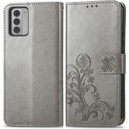 Mobigear Clover Nokia G42 Hülle Klapphülle Geldbörse - Grau