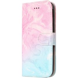 Mobigear Marble iPhone SE (2020) Hülle Klapphülle Geldbörse - Blau / Pink Mobigear Marble iPhone SE (2020) Hülle Klapphülle Geldbörse - Blau / Pink
