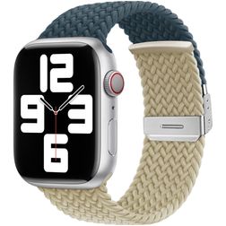 Mobigear Braided Dual Nylon Apple Watch Armband Klappschließe - 42/41/40/38 mm - Weiß / Blau