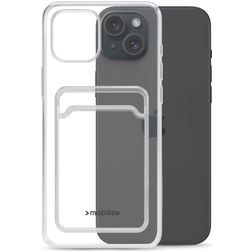 Mobilize Gelly Card Durchsichtig iPhone 15 Plus Hülle Flexibles TPU Backcover mit Kartenhalter - Transparent