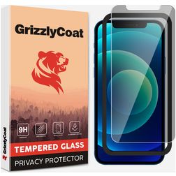 GrizzlyCoat Easy Fit AntiSpy iPhone 12 Mini Panzerglas Gehärtetes Glas Displayschutz Privacy - Hüllenfreundlich + Applikator