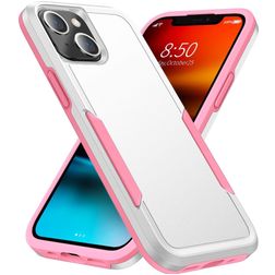 Mobigear Heavy Armor iPhone 14 Hülle Hardcase Backcover Stoßfest - Weiß / Pink