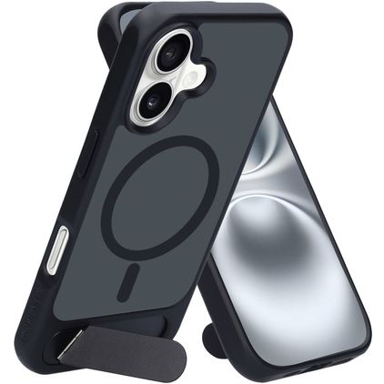 Mobiparts Hardcover iPhone 16 MagSafe Hülle Hardcase Backcover mit Ständer - Satin Black