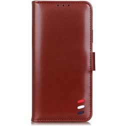 Mobigear Stripe iPhone 12 Pro Max Hülle Klapphülle Geldbörse - Braun