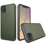 Mobigear Card iPhone 11 Hülle Hardcase Backcover Stoßfest mit Kartenhalter - Armeegrün