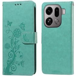 Mobigear Flowers OPPO Find X9 Pro Hülle Klapphülle Geldbörse - Grün