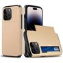Mobigear Card iPhone 15 Pro Hülle Hardcase Backcover Stoßfest mit Kartenhalter - Gold