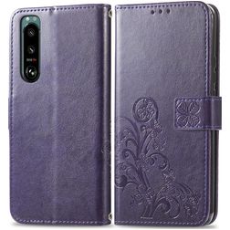 Mobigear clover Sony Xperia 5 IV Hülle Klapphülle Geldbörse - Lila