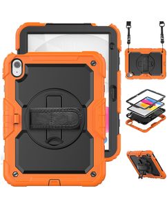 Mobigear SureGrip Xtreme iPad 11 (2025) Hülle Kunststoff,Silikon Backcover + Schulterträger + Ständer - Schwarz / Orange