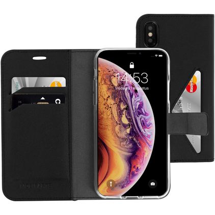 Mobiparts Classic Wallet iPhone X Hülle Klapphülle Geldbörse - Schwarz