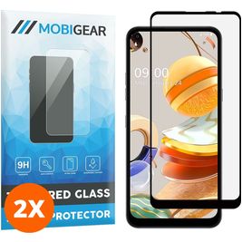 Mobigear Premium LG K61 Panzerglas Gehärtetes Glas Displayschutz - Hüllenfreundlich - Schwarz (2er Pack)