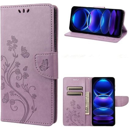 Mobigear Flowers Xiaomi Redmi Note 12 Pro Plus Hülle Klapphülle Geldbörse - Lila