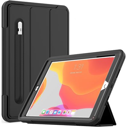 Mobigear Tri-Fold Folio iPad 9 (2021) Hülle Kunststoff,TPU Klapphülle + Stifthalter - Schwarz