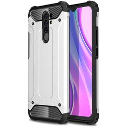 Mobigear Outdoor Xiaomi Redmi 9 Hülle Hardcase Backcover Stoßfest - Silber