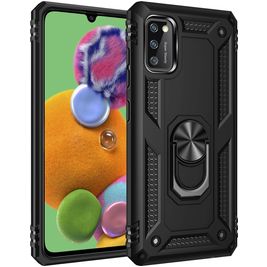Mobigear Armor Ring Samsung Galaxy A41 Hülle Hardcase Backcover Stoßfest mit Ringhalter - Schwarz