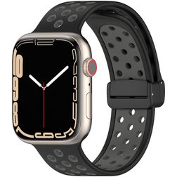Mobigear Sport Plus Mag Silikon Apple Watch Armband Magnetverschluss - 42/41/40/38 mm - Schwarz / Grau