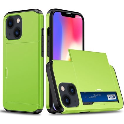 Mobigear Card iPhone 15 Plus Hülle Hardcase Backcover Stoßfest mit Kartenhalter - Grün