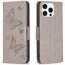 Mobigear Butterfly iPhone 16 Pro Hülle Klapphülle Geldbörse - Grau