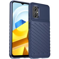 Mobigear Groove POCO M5 Hülle Flexibles TPU Backcover - Blau