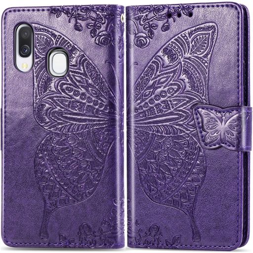 Mobigear Butterfly Samsung Galaxy A40 Hülle Klapphülle Geldbörse - Lila