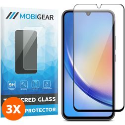 Mobigear Premium Samsung Galaxy A34 Panzerglas Gehärtetes Glas Displayschutz - Hüllenfreundlich - Schwarz (3er Pack)