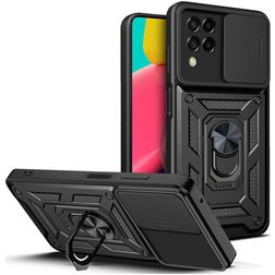 Mobigear Armor Ring Cam Slide Samsung Galaxy M53 Hülle Hardcase Backcover Stoßfest mit Ringhalter - Schwarz