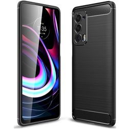 Mobigear Brushed Slim Motorola Edge (2021) Hülle Flexibles TPU Backcover - Schwarz