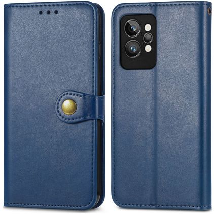 Mobigear Snap Button Realme GT2 Pro Hülle Klapphülle Geldbörse - Blau