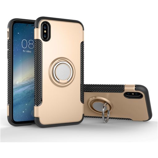 Mobigear Armor Ring iPhone XS Hülle Hardcase Backcover Stoßfest mit Ringhalter - Gold