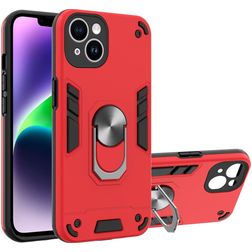 Mobigear Armor Ring iPhone 14 Plus Hülle Hardcase Backcover Stoßfest mit Ringhalter - Rot