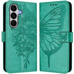 Mobigear Butterfly Samsung Galaxy A27 Hülle Klapphülle Geldbörse - Grün