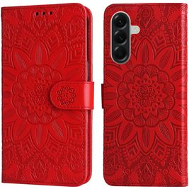 Mobigear Sunflower Samsung Galaxy A57 Hülle Klapphülle Geldbörse - Rot