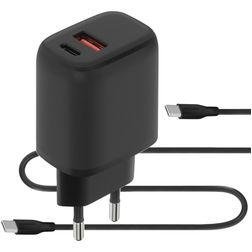 Mobiparts Dual USB / USB-C Ladegerät USB-C 1 Meter Power Delivery 20W 3A - Schwarz
