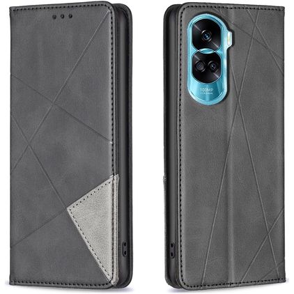 Mobigear Rhombus Slim HONOR 90 Lite Hülle Klapphülle - Schwarz