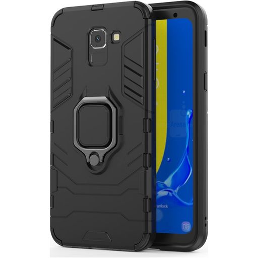 Mobigear Armor Ring Samsung Galaxy J6 (2018) Hülle Hardcase Backcover Stoßfest mit Ringhalter - Schwarz