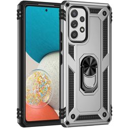 Mobigear Armor Ring Samsung Galaxy A53 Hülle Hardcase Backcover Stoßfest mit Ringhalter - Silber