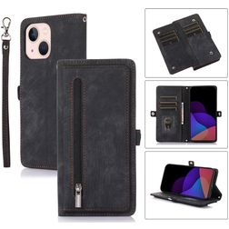 Mobigear Zipper iPhone 14 Hülle Klapphülle Geldbörse - Schwarz