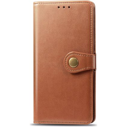 Mobigear Snap Button OPPO A9 (2020) Hülle Klapphülle Geldbörse - Cognac
